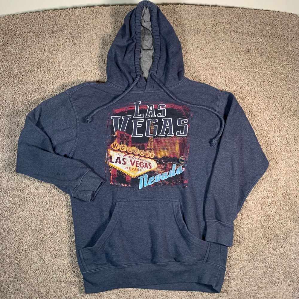 Blue Kay Las Vegas Nevada Souvenir Graphic‎ Hoodie Sweatshirt Welcome Sign Small